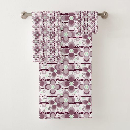 bruin en wit bloemmotief bad handdoek (Insitu)