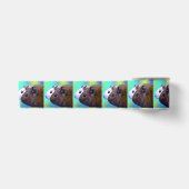 bruin en wit cavia baksteenpatroon, satijnen lint (Voorkant)