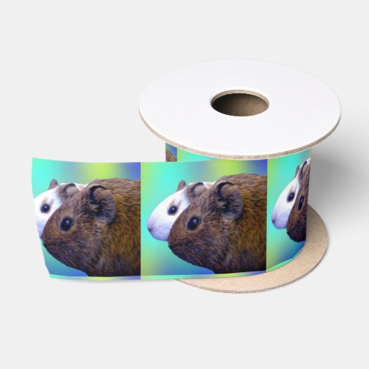 bruin en wit cavia baksteenpatroon, satijnen lint (Spoel)