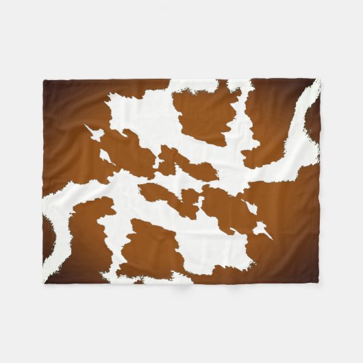 Bruin en wit Cow Print Patroon Fleece Deken (Voorkant (Horizontaal))