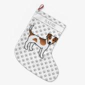 Bruin en wit Deens-Zweeds Farmdog & Name Grote Kerstsok (Voorkant (Hangend))