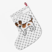 Bruin en wit Deens-Zweeds Farmdog & Name Grote Kerstsok (Achterkant (Hangend))