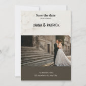 Bruin en Wit Eenvoudig Bewaar de datum Kaart (Voorkant)