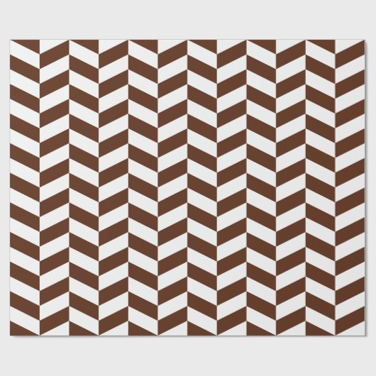 Bruin en wit Extra Groot Herringbone Cadeaupapier (Vlak)