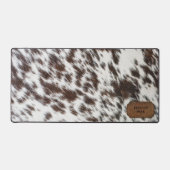 Bruin en wit Faux Koe bont en leer Bureaumat (Voorkant)