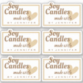 Bruin en wit gemaakt met liefdeshartenbeige kaarse sticker (Voorkant)
