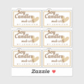 Bruin en wit gemaakt met liefdeshartenbeige kaarse sticker (Vel)