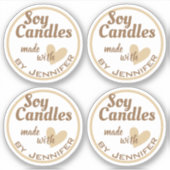 Bruin en wit gemaakt met liefdeshartenbeige kaarse sticker (Voorkant)
