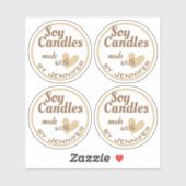 Bruin en wit gemaakt met liefdeshartenbeige kaarse sticker (Vel)