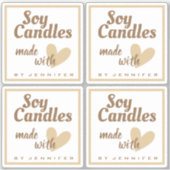 Bruin en wit gemaakt met liefdeshartenbeige kaarse sticker (Voorkant)