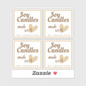 Bruin en wit gemaakt met liefdeshartenbeige kaarse sticker (Vel)
