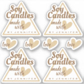 Bruin en wit gemaakt met liefdeshartenbeige kaarse sticker (Voorkant)