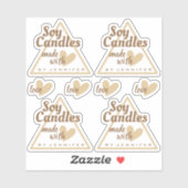 Bruin en wit gemaakt met liefdeshartenbeige kaarse sticker (Vel)