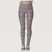 Bruin en wit geometrisch ornament leggings (Voorkant)