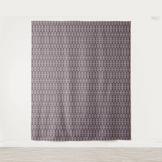 Bruin en wit geometrisch ornament wandkleed (Voorkant)