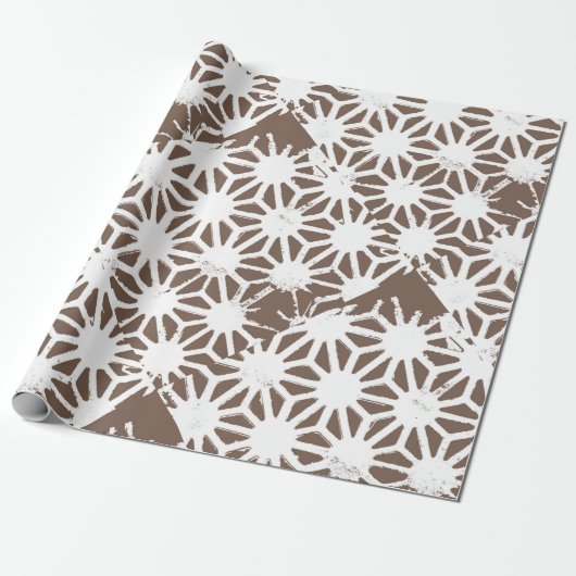 Bruin en wit geometrisch patroon cadeaupapier (Uitgerold)