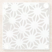 Bruin en wit geometrisch patroon glazen onderzetter (Achterkant)