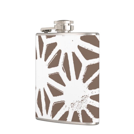 Bruin en wit geometrisch patroon heupfles (Links)