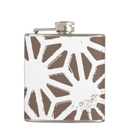 Bruin en wit geometrisch patroon heupfles