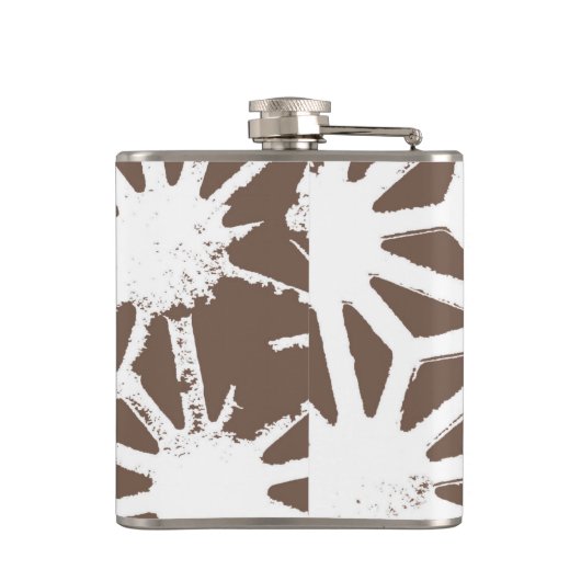 Bruin en wit geometrisch patroon heupfles (Achterkant)