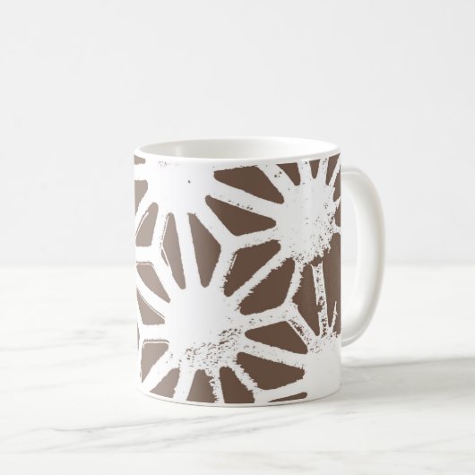 Bruin en wit geometrisch patroon koffiemok (Voorkant rechts)