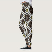Bruin en wit geometrisch patroon leggings (Links)