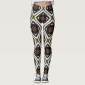 Bruin en wit geometrisch patroon leggings (Voorkant)