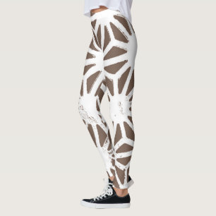 Bruin en wit geometrisch patroon leggings