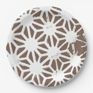 Bruin en wit geometrisch patroon papieren bordje