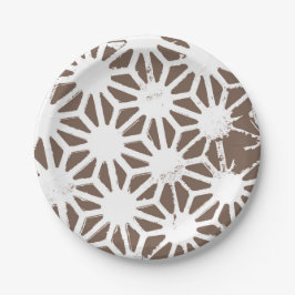 Bruin en wit geometrisch patroon papieren bordje
