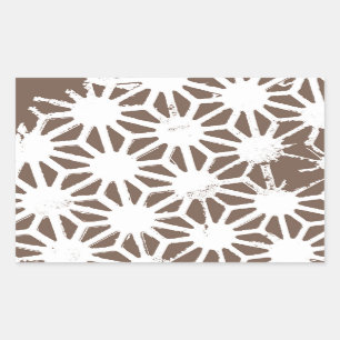 Bruin en wit geometrisch patroon rechthoekige sticker