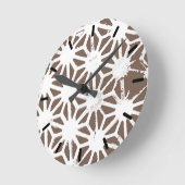 Bruin en wit geometrisch patroon ronde klok (Hoek)