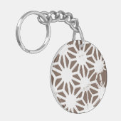 Bruin en wit geometrisch patroon sleutelhanger (Voorkant Links)