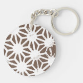 Bruin en wit geometrisch patroon sleutelhanger (Achterkant)