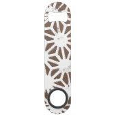 Bruin en wit geometrisch patroon speed flessenopener (Achterkant)
