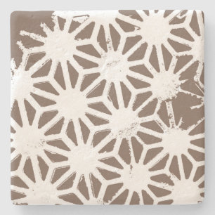 Bruin en wit geometrisch patroon stenen onderzetter