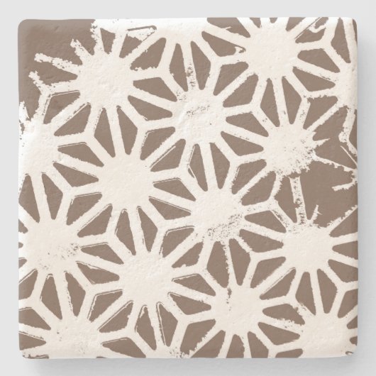 Bruin en wit geometrisch patroon stenen onderzetter (Voorkant)