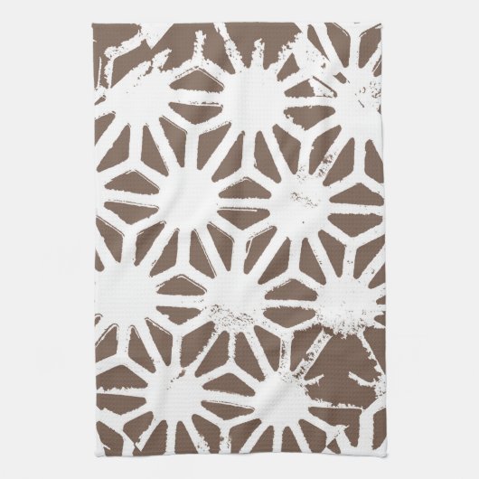 Bruin en wit geometrisch patroon theedoek (Verticaal)
