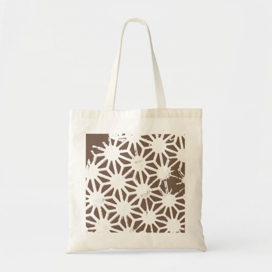 Bruin en wit geometrisch patroon tote bag (Voorkant)