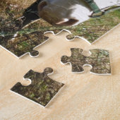 Bruin en wit, geverfd paard, koninginnenpalm legpuzzel (Zijkant)