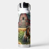 bruin en wit gevlekt paard waterfles (Voorkant)