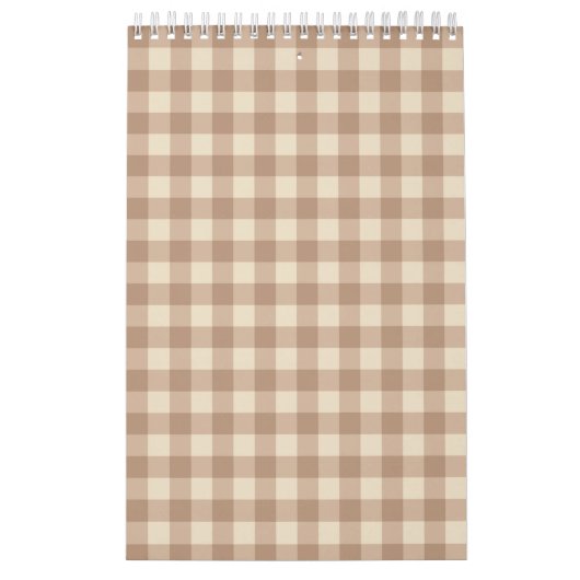 Bruin en wit Gingham Pset Pattern Kalender (Hoes)