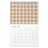 Bruin en wit Gingham Pset Pattern Kalender (Feb 2027)