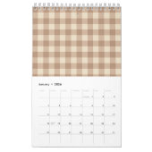 Bruin en wit Gingham Pset Pattern Kalender (Jan 2026)