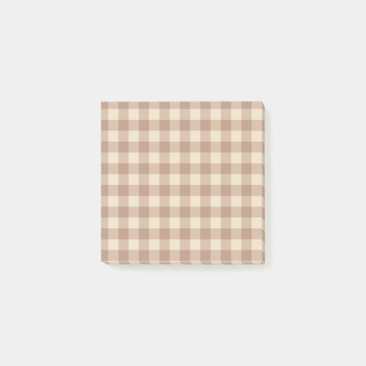 Bruin en wit Gingham Pset Pattern Post-it® Notes (Voorkant)