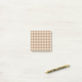 Bruin en wit Gingham Pset Pattern Post-it® Notes (Op bureau)