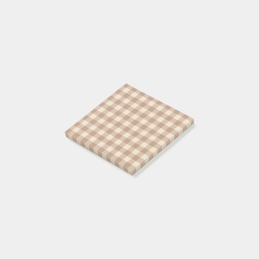 Bruin en wit Gingham Pset Pattern Post-it® Notes (Schuin)