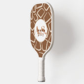 Bruin en Wit Giraffe Patroon Modern Monogram Pickleball Paddle (Links)