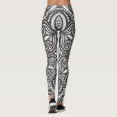 Bruin en wit grillig patroon leggings (Achterkant)