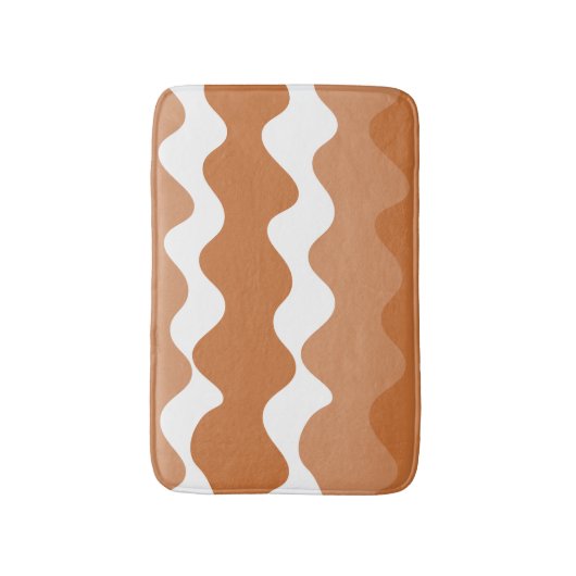 Bruin en wit horizontaal golvenpatroon badmat (Voorkant Verticaal)